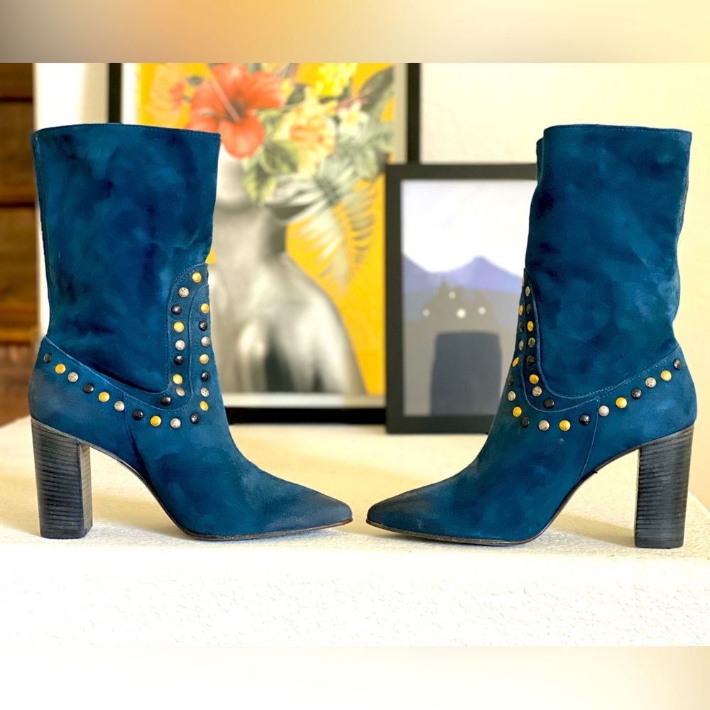 Free People blue studded Dakota boots